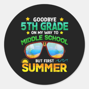 5e klas weg naar middelbare school klas eerste zom ronde sticker