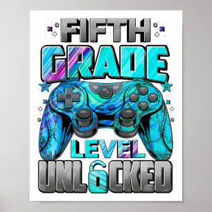 5e leerjaar niveau ontgrendeld gamen gamer jongens poster