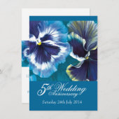 5e mariage Invitation bleu turquoise (Devant / Derrière)