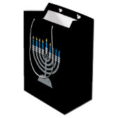 5e nacht van Hanukkah Glitter Medium Gift Bag Medium Cadeauzakje (Achterkant Gekanteld)