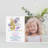 5e Rainbow Unicorn Invitations Anniversaire avec p (Debout devant)
