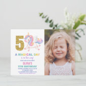 5e Rainbow Unicorn Invitations Anniversaire avec p (Debout devant)