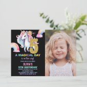 5e Rainbow Unicorn Invitations Anniversaire avec p (Debout devant)