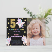 5e Rainbow Unicorn Invitations Anniversaire avec p (Debout devant)