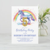 5e Rainbow Unicorn Invitations d'anniversaire (Debout devant)