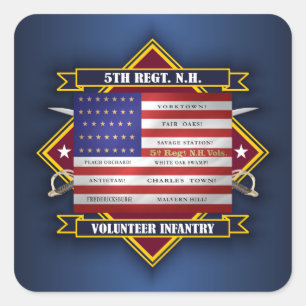 5e Regiment New Hampshire Volunteers Vierkante Sticker