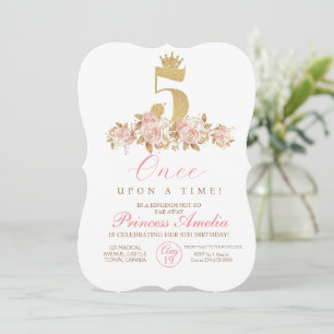5e Schattigee roze gouden kroonprinses verjaardag Kaart