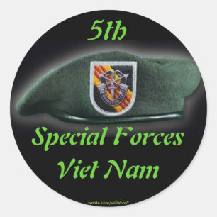 5e Special Forces Groep Groene Baretten Vietnam Oo Ronde Sticker