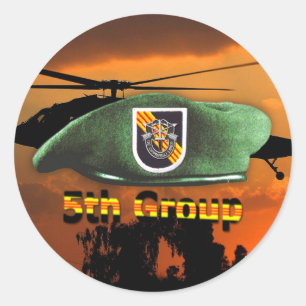 5e speciale troepengroep groene berets SFG SF Vets Ronde Sticker
