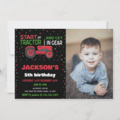 5e Tracteur rouge Invitations d'anniversaire avec  (Devant)