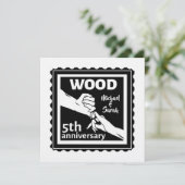 5e trouwdag met handjes hout kaart (Staand voorkant)