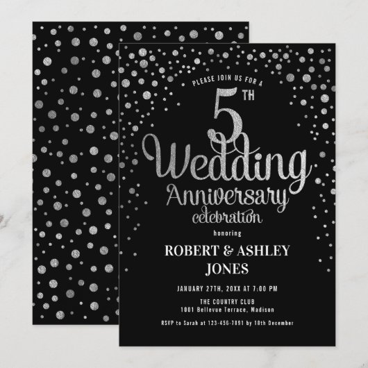 5e trouwdag - Zilver & Goud Kaart (Voorkant / Achterkant)