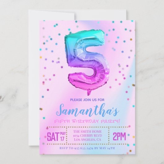 5e uitnodiging van Unicorn Birthday (Voorkant)