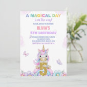 5e Unicorne Florale Invitations d'anniversaire (Debout devant)