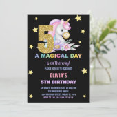 5e Unicorne Florale Invitations d'anniversaire (Debout devant)