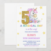 5e Unicorne Florale Invitations d'anniversaire (Devant / Derrière)