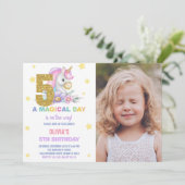 5e Unicorne florale Invitations d'anniversaire ave (Debout devant)