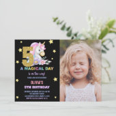 5e Unicorne florale Invitations d'anniversaire ave (Debout devant)