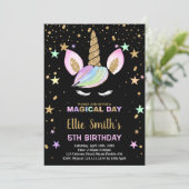 5e Unicorne noire Invitations d'anniversaire (Debout devant)