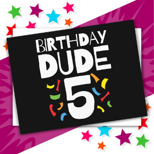 5e verjaardag 5 jaar oude jongensfeest verjaardag  briefkaart