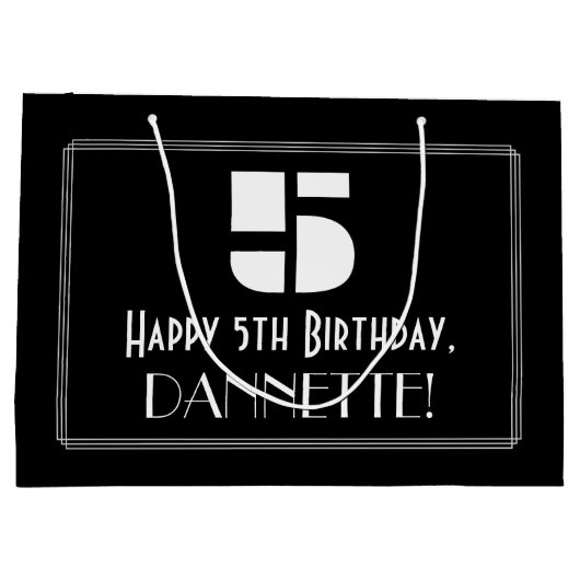 5e verjaardag ~ Art Deco Geïnspireerde look "5" + Groot Cadeauzakje (Achterkant)