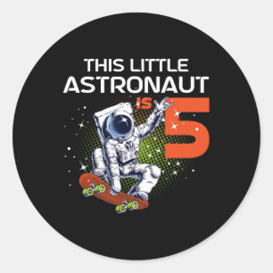 5e verjaardag astronaut skateboarden 5 jaar oud Sp Ronde Sticker