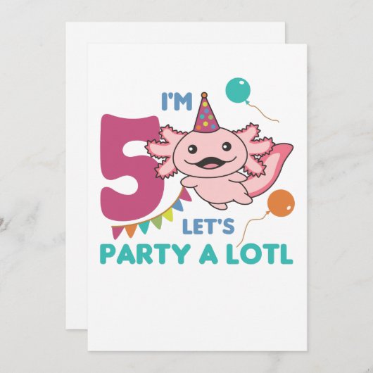 5e verjaardag Axolotl 5 jaar oude, zoete Axolotls Kaart (Voorkant / Achterkant)