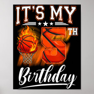 5e verjaardag basketbal thema 5 jaar verjaardag poster