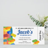 5e verjaardag bouwstenen Fun Ticket Kaart (Staand voorkant)