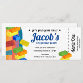 5e verjaardag bouwstenen Fun Ticket Kaart (Voorkant / Achterkant)