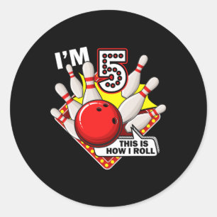 5e verjaardag bowling thema 5 jaar oude grappige b ronde sticker