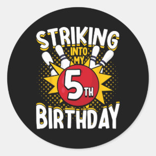5e verjaardag bowling thema opvallen in de verjaar ronde sticker