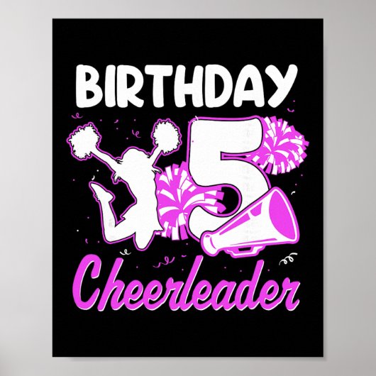 5e verjaardag Cheerleader Meisje 5 Jaar Oud Cheerl Poster (Voorkant)