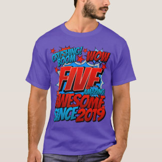 5e verjaardag Comic Style Geweldig sinds 2019 5 ja T-shirt