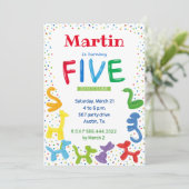 5e verjaardag dierballonvaarding kaart (Staand voorkant)