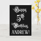 5e verjaardag: Fancy, elegant script + aangepaste Kaart (Gele Bloem)