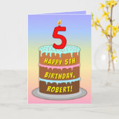 5e verjaardag — Fun Cake & Candle, met aangepaste  Kaart (Gele Bloem)