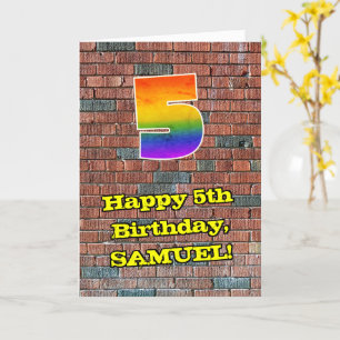 5e verjaardag: Fun Graffiti-geïnspireerde regenboo Kaart