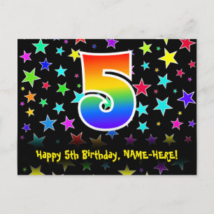 5e verjaardag: Fun Stars Patroon, Regenboog 5, Naa Briefkaart