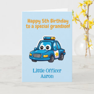 5e verjaardag gefeliciteerd kleinzoon, politieauto kaart