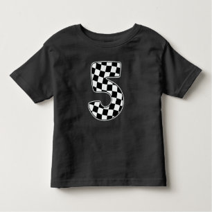 5e verjaardag geruite nummer 5 auto race vlag kinder shirts