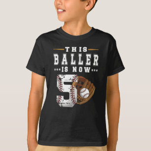 5e verjaardag Gift Baseball Player 5 jaar oude jon T-shirt