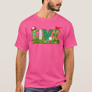 5e verjaardag golf thema 5 jaar oude kinderen spor t-shirt