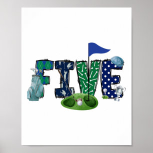 5e Verjaardag Golf Theme Party Golf Girl Boy Birth Poster