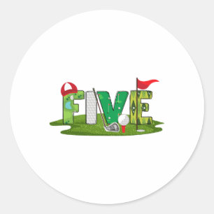 5e verjaardag golfthema 5 jaar oude Kinder sport d Ronde Sticker