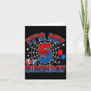 5e verjaardag jongen 5 jaar oud spinnenweb verjaar kaart