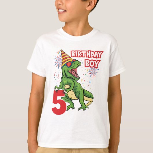 5e verjaardag Jongen T-Rex Dinosaur Kinderen T-shirt (Voorkant)
