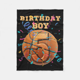 5e Verjaardag Jongen Vijf 5 jaar oud Basketbal Spe Fleece Deken