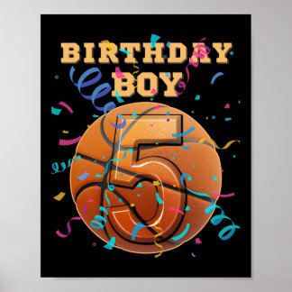 5e verjaardag jongen vijf 5 jaar oud Sketll speler Poster