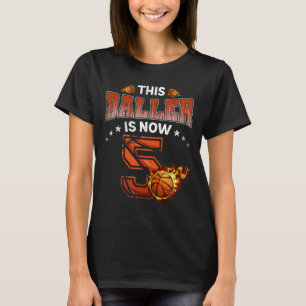 5e Verjaardag Jongens Bysketbyll Speler Geschenken T-shirt